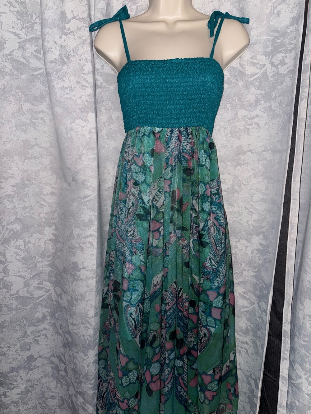NWT Hawaiian Teal Dress with Floral Print